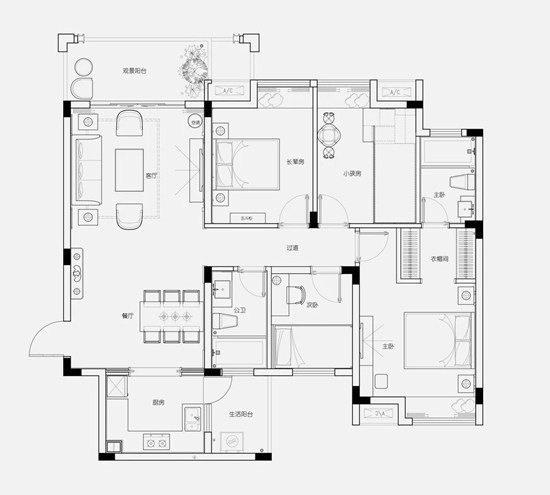 古風水墨元素，打造新中式126㎡四居室，展現最高級的東方美感世界